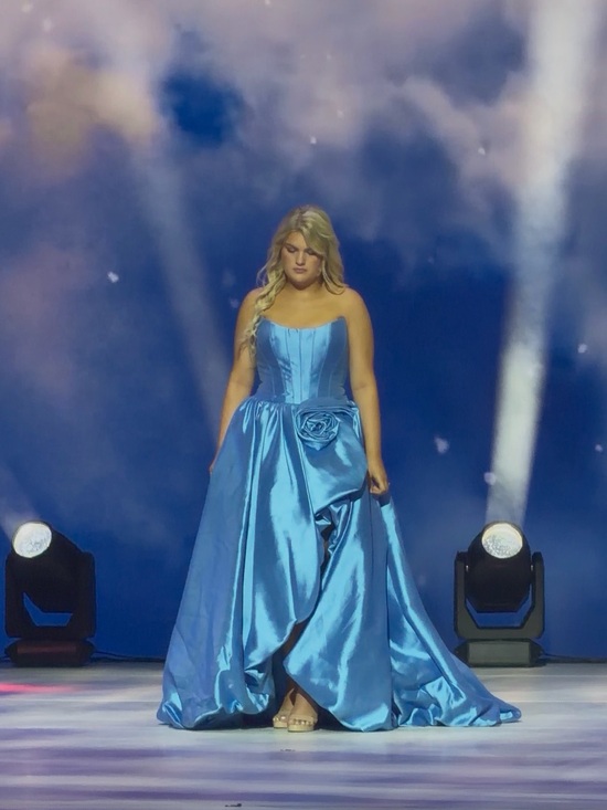 Sherri Hill Dresses & Skirts - Sherri Hill Strapless Satin Ball Gown in Bright Blue with Rosette